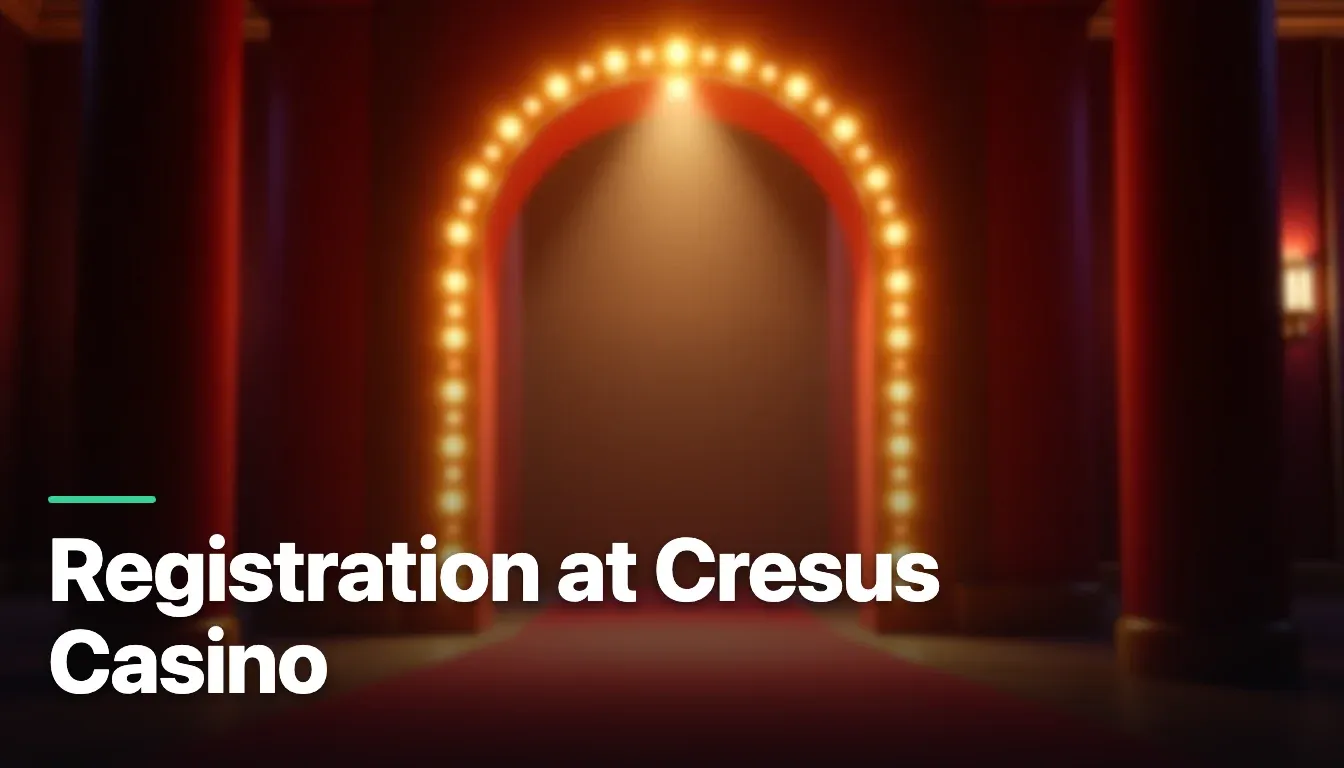 Cresus Casino registration form with email, password and currency selection fields